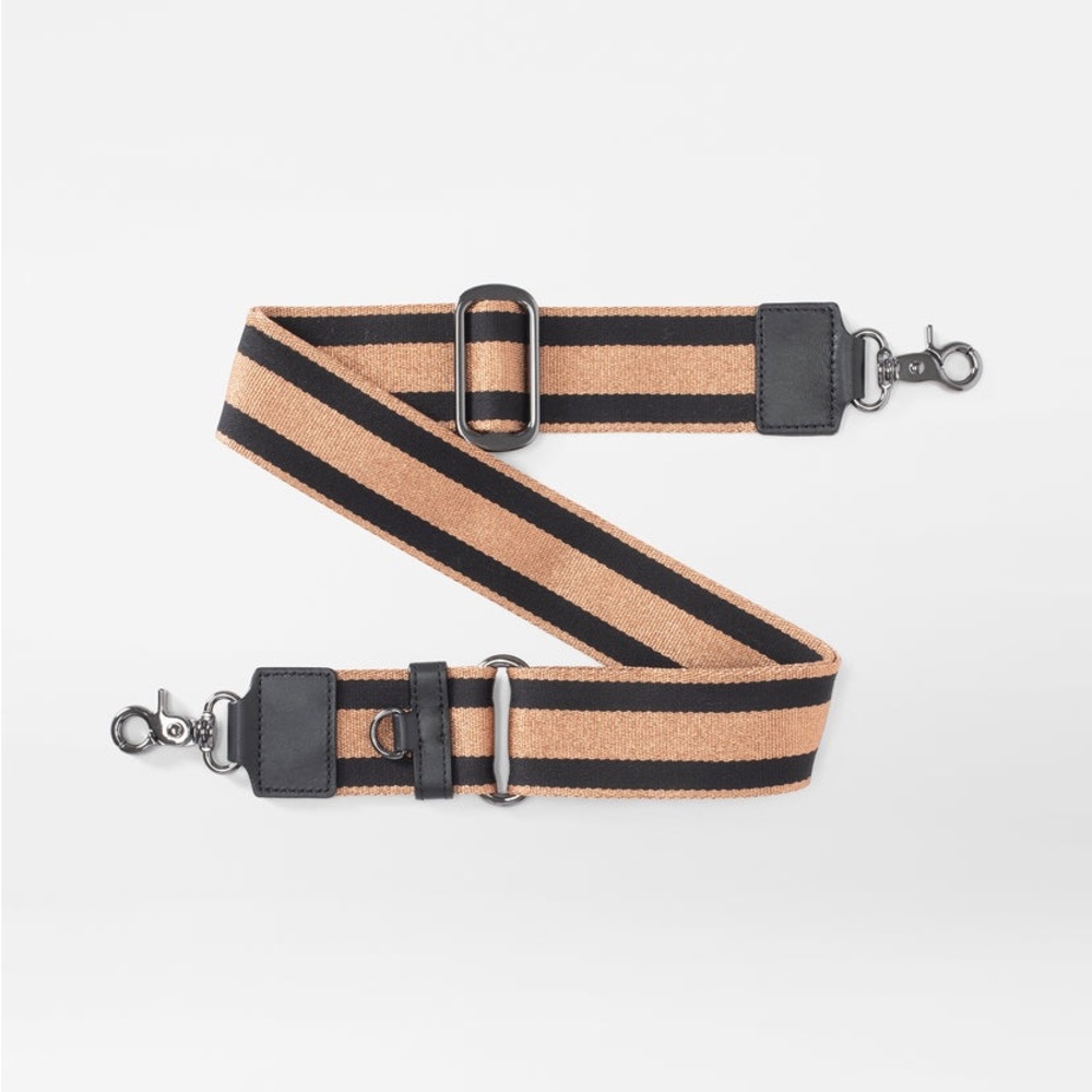 MZ Wallace Black & Golden Brown Lurex Adjustable Crossbody Strap NWT